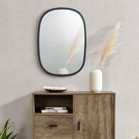 espejo de pared copertino ovalado elegante mdf 70 x 50 cm - negro mate encasa