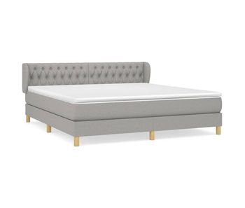 Cama box spring con colchón tela gris claro 180x200 cm diseño de botones