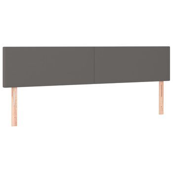 Cabecero Cama Mueble De Dormitorio Con Led Cuero Sintético 160 X 5 X 78/88 Cm Gris M02_0000255