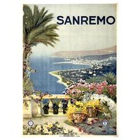 legendarte - cartel turistico vintage sanremo - cuadro lienzo impresion digital cm 50x70