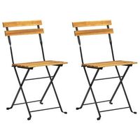 pack 2 uds sillas plegables de jardin  silla de exterior  sillon acero y madera maciza acacia