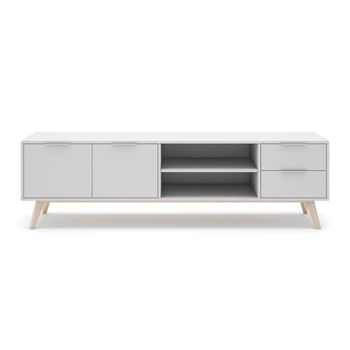 Mueble de tv 2 puertas, 2 cajones, 2 estantes l180 cm - blanco