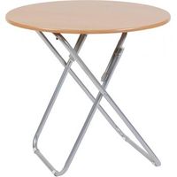 mesa redonda plegable ideal para cocina terraza jardin o acampar madera y metal tamano 70x70cm