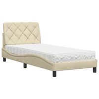 cama con colchon tela color crema 90x190 cm vidaxl