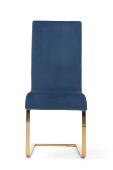Malaga Blue Velvet Gold Leg Dining Chairs - Blue