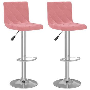 2 Uds Taburetes De Cocina | Taburete De Bar | Taburete Alto Terciopelo Rosa