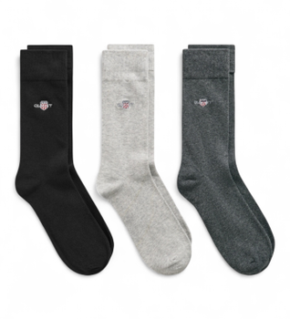 Gant para hombre. 9960270 Calcetines Shield pack de 3 gris antracita jaspeado (43-45), Casual, Algodón