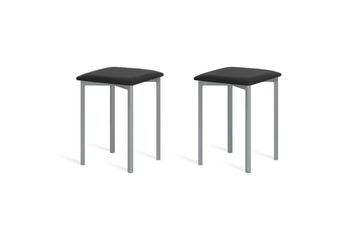 Pack 2 taburetes 45 cm  asiento negro estructura gris
