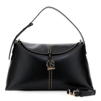 bolso de hombro con solapa y costuras en contraste black taglia unica