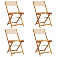 pack 4 uds sillas de jardin  silla de exterior  sillon plegables madera maciza y tela beige