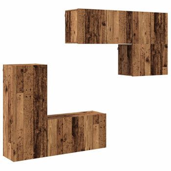 Unidad De Pared Para Tv 5 Uds. Madera Envejecida Vidaxl