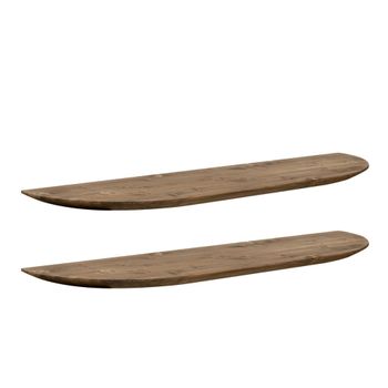 Pack 2 estanterías redondeadas de madera flotantes marrón 120x3,2cm