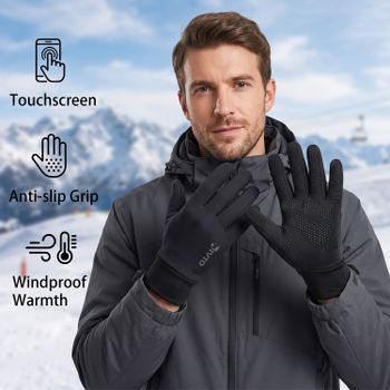 Guantes cálidos a prueba de viento para hombre y mujer, guantes de invierno unisex para bicicleta con pantalla táctil, para deportes al aire libre, correr, senderismo, ciclismo, esquí