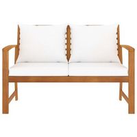 banco de jardin  banco de exterior  silla de jardin 120 cm con cojines crema madera acacia maciza