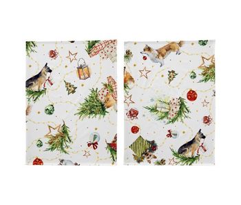 Lote de 2 paños de cocina de navidad puppies 50x70 cm