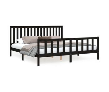 Estructura de cama con cabecero madera de pino negro 200x200cm