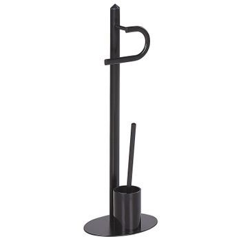 Soporte De Papel Higiénico De Metal Negro Recubrimiento En Polvo Portarrollos Escobillero Accesorio De Baño Moderno Sarto
