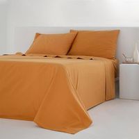juego de sabanas noa ocre percal algodon  200 hilos 270x260 cama 180