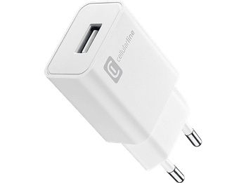 Cargador de pared - CellularLine USB Charger, 12W, 110 a 240 V, Blanco