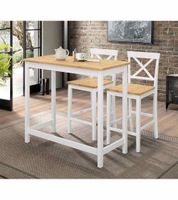 taburete alto estructura blanco asiento tipo madera x2