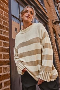 Yours Jersey De Punto Crema De Rayas, Mujer Curvy Y Tallas Grandes, Yours