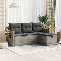 set de sofas de jardin 4 uds  juego de muebles de jardin y cojines ratan sintetico gris cfw28155