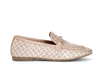 mocasines de mujer en piel trenzada con bocado multi beige 37