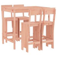 conjunto mesa alta y taburetes de jardin 5 uds madera maciza douglas