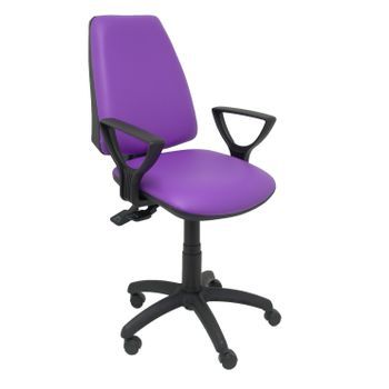 Silla De Oficina Ergonómica Con Mecanismo Sincro, Regulable En Altura Y Ruedas De Parquet Asiento Y Respaldo Tapizados En Similpiel Color Lila. Brazos