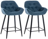set de 2 taburetes de bar con reposapies en tela azul