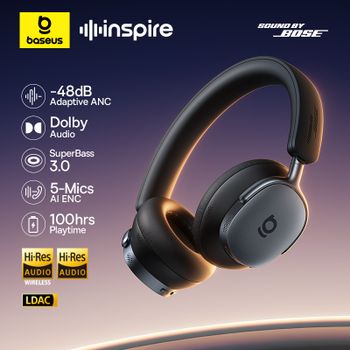 Auriculares Inalámbricos Baseus Inspire XH1 con Sonido Bose ANC, Bluetooth 6.1, Cancelación de Ruido Adaptativa de 48dB, Auriculares de Alta Resolución LDAC, 100 Horas de Duración
