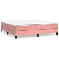 cama tapizada 203x160x25 cm terciopelo - rosa