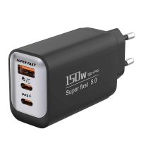 cargador usb pd de 150w con 3 puertos usb-a  2 usb-c pd qc30 cargador de pared rapido enchufe de la ue para iphone
