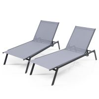 costway juego de 2 tumbonas exteriores ajustables en 5 niveles bastidor metal resistente carga 150 kg 1855-199 x 70 cm gris