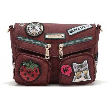 Nicole Lee Bandolera BOLSO CRUZADO CON SOLAPA Y MÚLTIPLES PARCHES (ROJO) para mujer