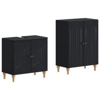 juego de gabinete de bano de 2 piezas alkmaar negro vidaxl