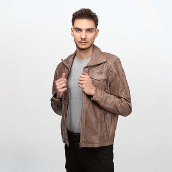 Cameleon Chaqueta Men's Leather Jacket Laslo Grey para hombre