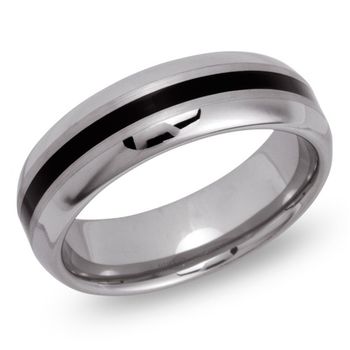 Anillo de tungsteno brillante grabado láser