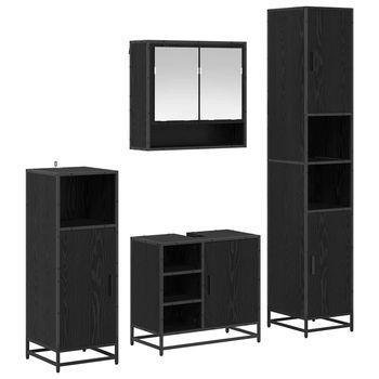 Juego De Muebles De Baño 4 Pcs Roble Negro Madera De Ingeniería Vidaxl