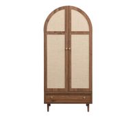 armario elegante con puertas de tela y cajon - aparador - madera pies de madera estables practico almacenamiento para ropa y accesorios