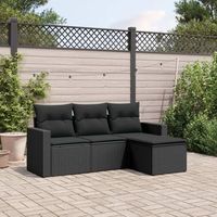 conjunto de sofas jardin 4 uds  mueble jardin mesa y sillas con cojines ratan sintetico negro cfw404490