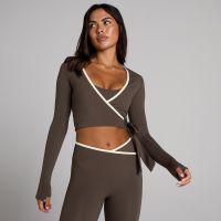 crop top cruzado tempo contrast para mujer de mp - chocolate - l