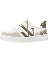 de vanessa wu zapatillas vanessa wu joyce blancas y con logo lateral y detalle animal print kaki