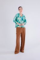 blusa de muselina estampada green flower s