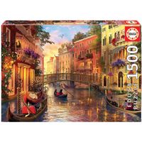educa 1500 piece adult puzzle  sunset in venice 85 x 60 cm made of recycled cardboard includes special fix puzzle glue for hanging perfect for developing fine motor skills and creativity
