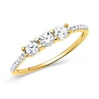 delicado anillo de oro autentico con piedras blancas