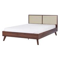 cama con somier madera oscura 140 x 200 cm cabecero monpazier