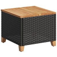 mesa de jardin  mesa de exterior ratan sintetico madera acacia negro 45x45x37 cm
