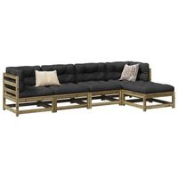 conjunto de sofas de jardin 5 uds  mueble jardin mesa y sillas madera de pino impregnada cfw650165