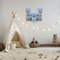 estanteria de pared madera maciza diseno nube decorativa azul